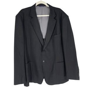 Alan Flusser Sport Coat Mens XL Black Linen Blend Partial Gingham Lining